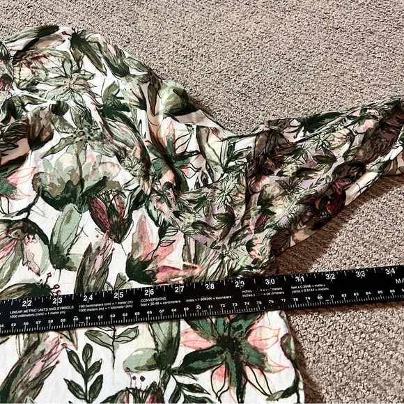 Ulla Popken botanical multicolored print long sleeve tunic top SZ 28 - Picture 9 of 11